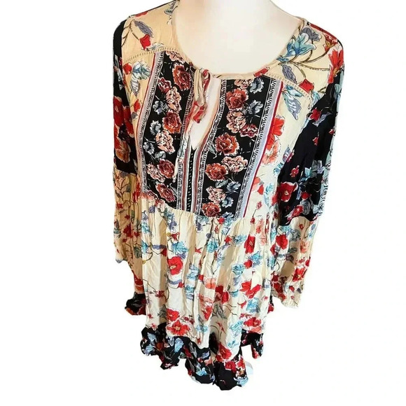 patrons of peace NWT womens tunic dress floral boho babydoll ruffled size medium - Picture 3 of 10